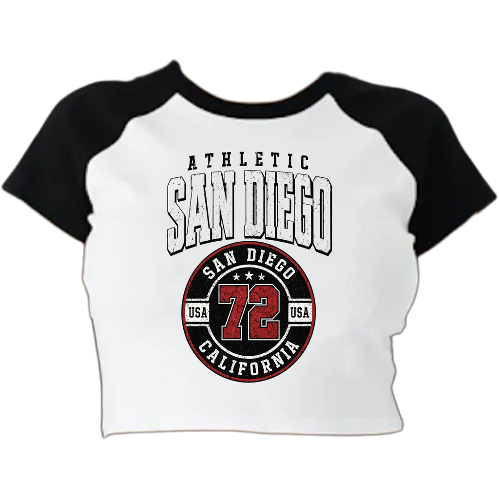 ATHLETIC SAN DIEGO (ASD) Women's Micro Ribbed Raglan Baby Tee