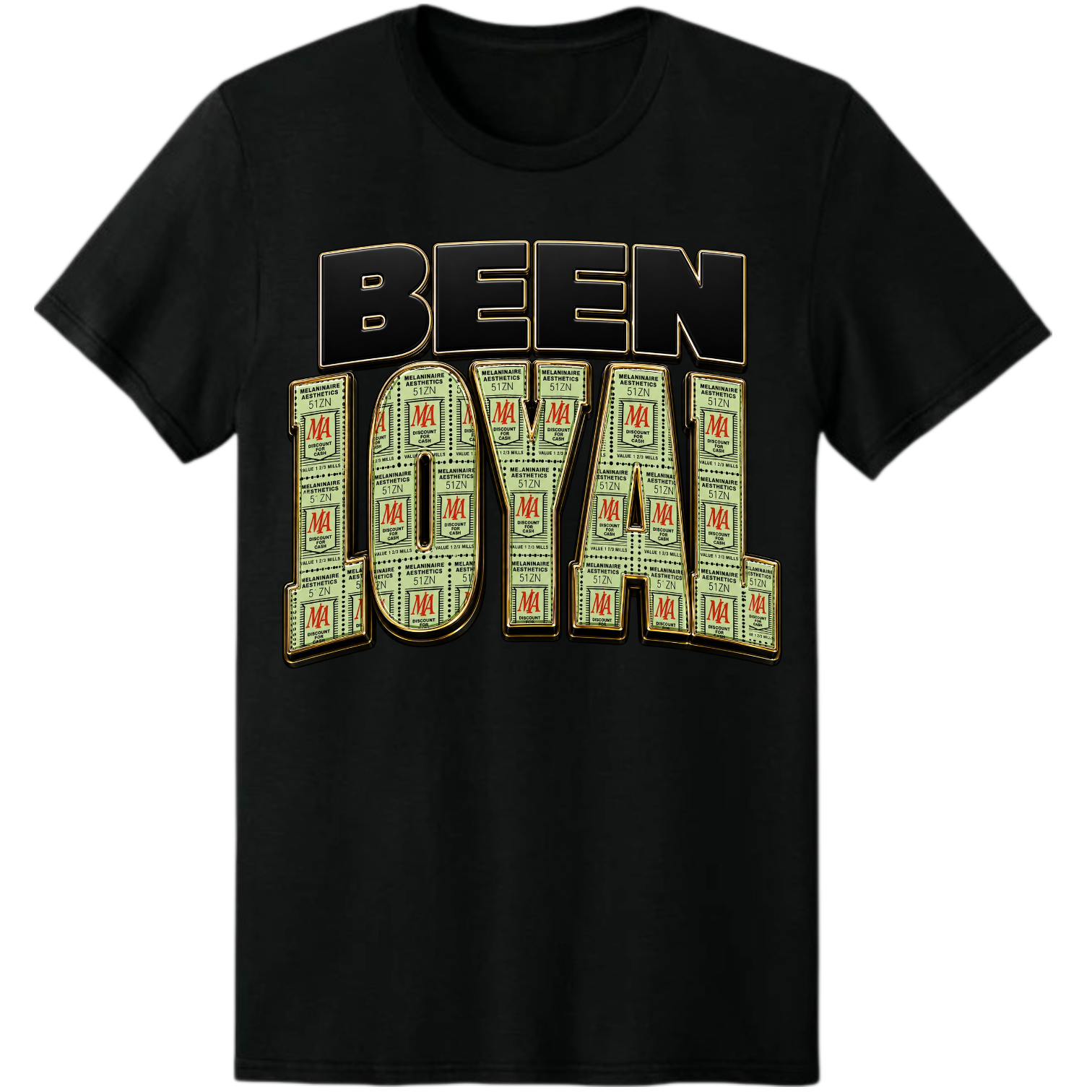 BEEN LOYAL is a salute to the generation that saved Green Stamps, kept their word, and earned everything the hard way. Featuring a nostalgic MELANINaire Aesthetics twist, this tee celebrates old-school values, lasting loyalty, and memories money can't buy.

Because loyalty never goes out of style.