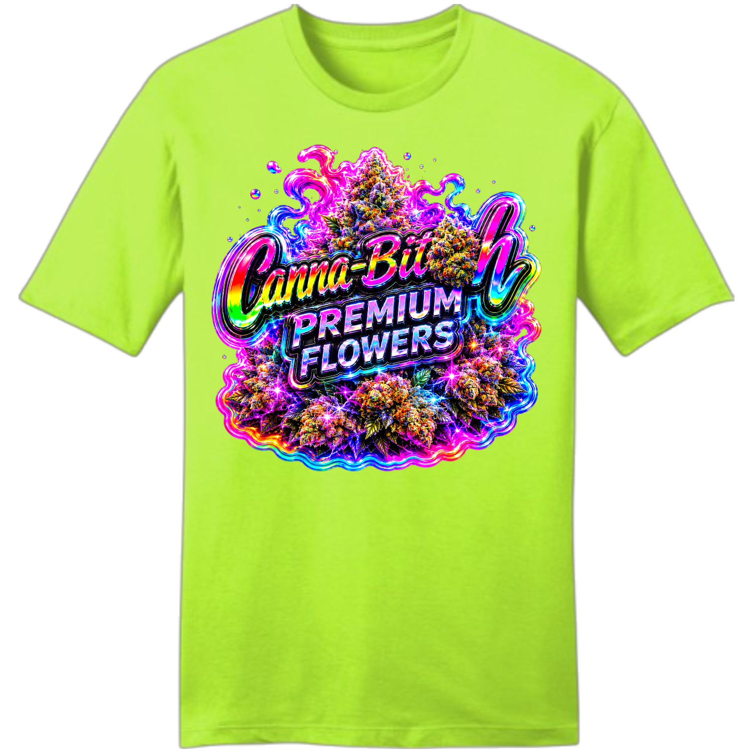 The Canna-Bit*h Premium Flowers tee is made for the ladies who protect their peace, laugh loud, and stay beautifully unbothered. Featuring vibrant psychedelic artwork and premium streetwear styling, this design is for the queens who know life is better when the vibes are high and the drama is low.