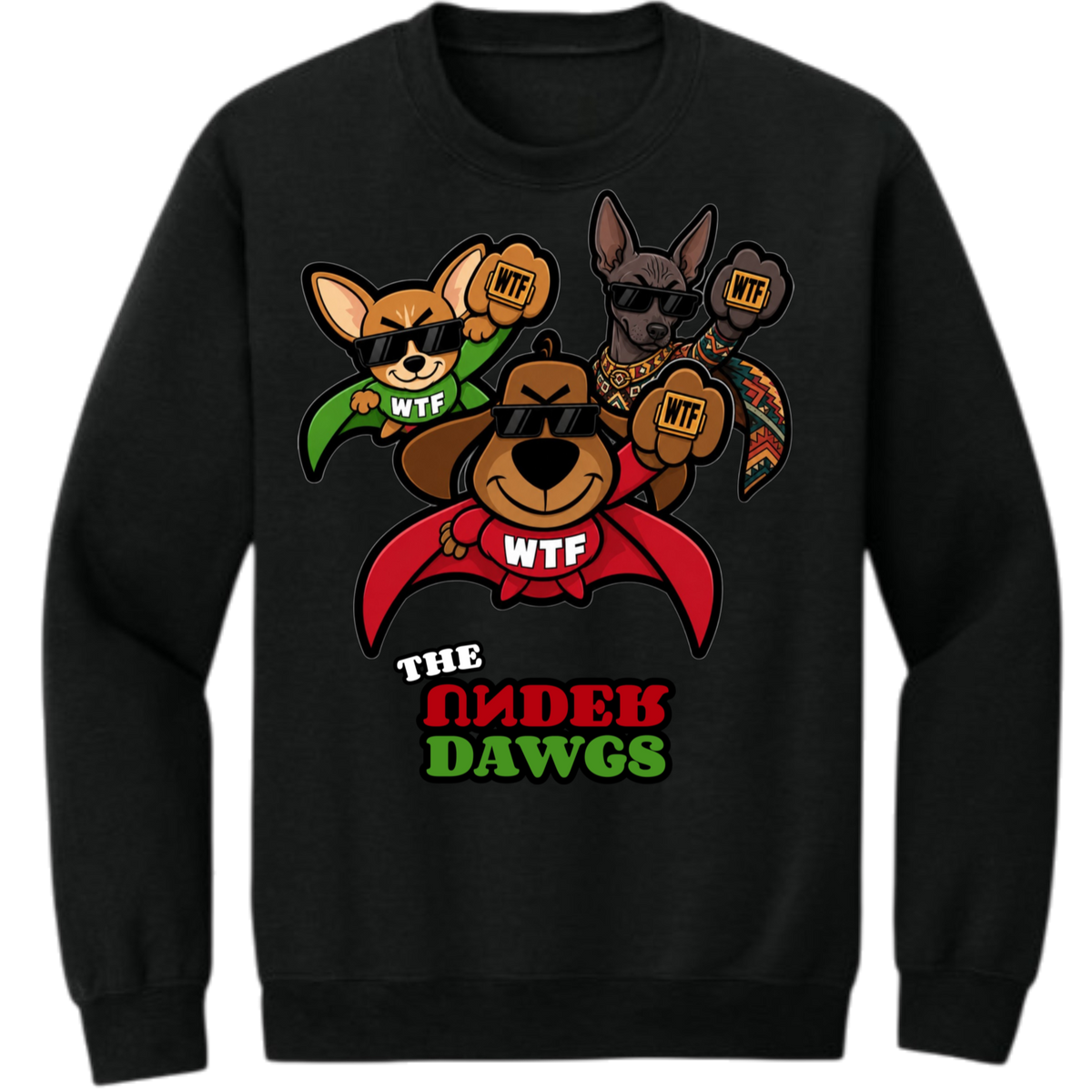 Shop UNDER DAWGS by MELANINaire Aesthetics, a bold graphic crewneck celebrating resilience, determination and the ones who refuse to be counted out.
